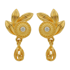 Enchanting Leaf Design Gold Earring Drops